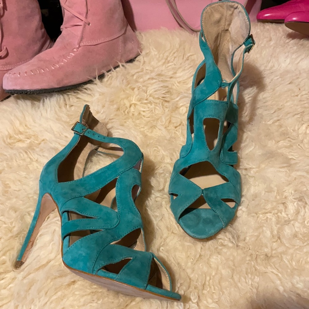 Zara teal suede shoes
